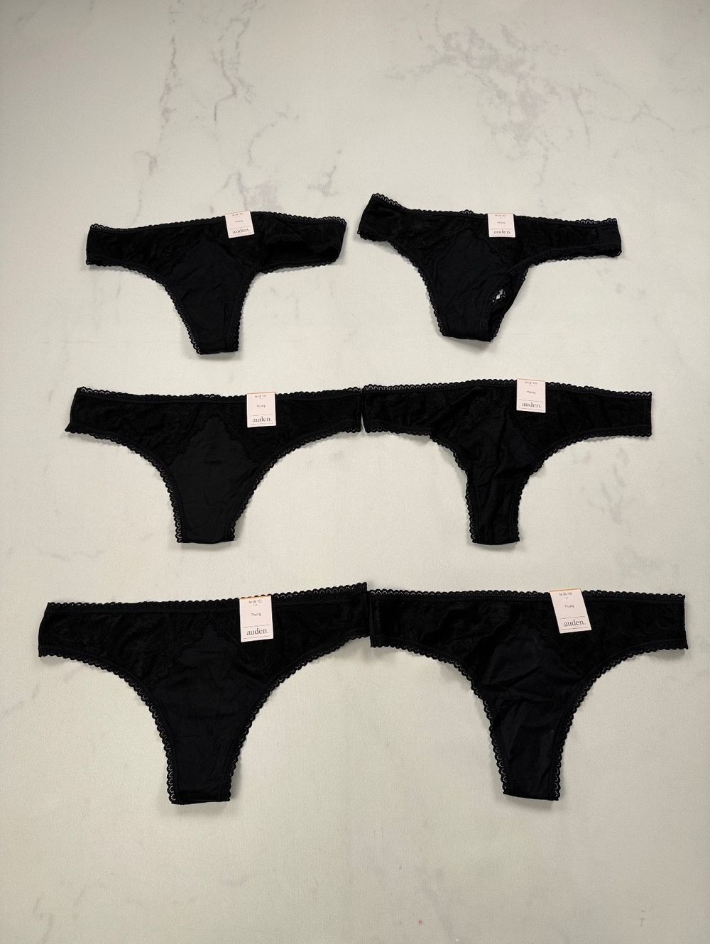 Auden Bikini Black Modern Classic Minimalist Pack of 6 - Womens M